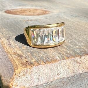 14k Gold Plated CZ Baguette Ring
